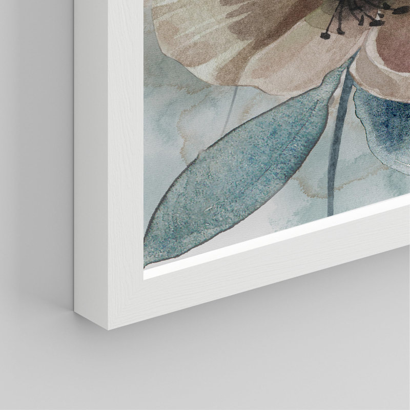 " Blue Gingko Leaves Flowers Botanical Floral " 4 - Pieces, White, 16" H x 12" W