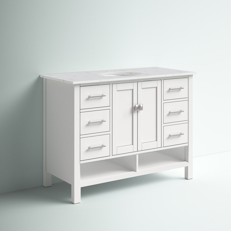 Skye 48'' Single Bathroom Vanity with Quartz Top, White