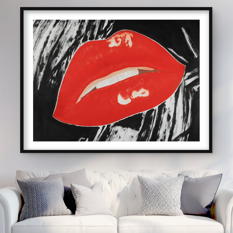 Baiser de lèvres lustrées, impression Pop Art rétro | Décoration intérieure