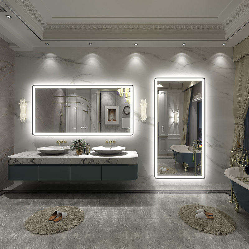 Aevar UL Certified Front & Back Lighted Anti-Fog Tempered Glass Framed Bathroom/Vanity Mirror with 3-Year Warranty, 60" x 30"