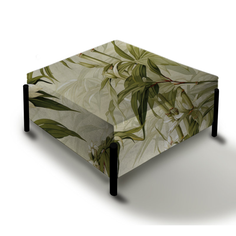 Bamboo Elegance Tropical Pattern V - Tropical Large Square Ottoman