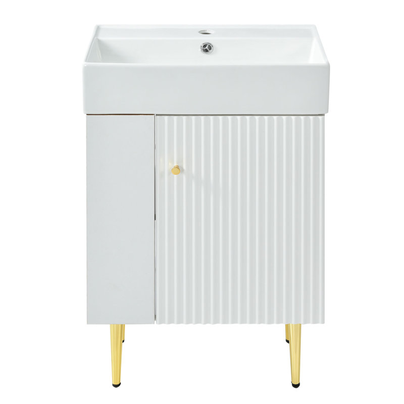 Meuble-lavabo 21,6 po avec lavabo en céramique, Blanc