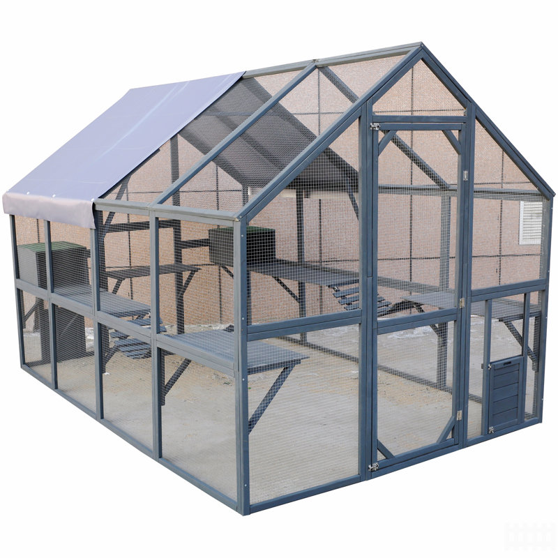 Grande cage à chat en bois pour chat