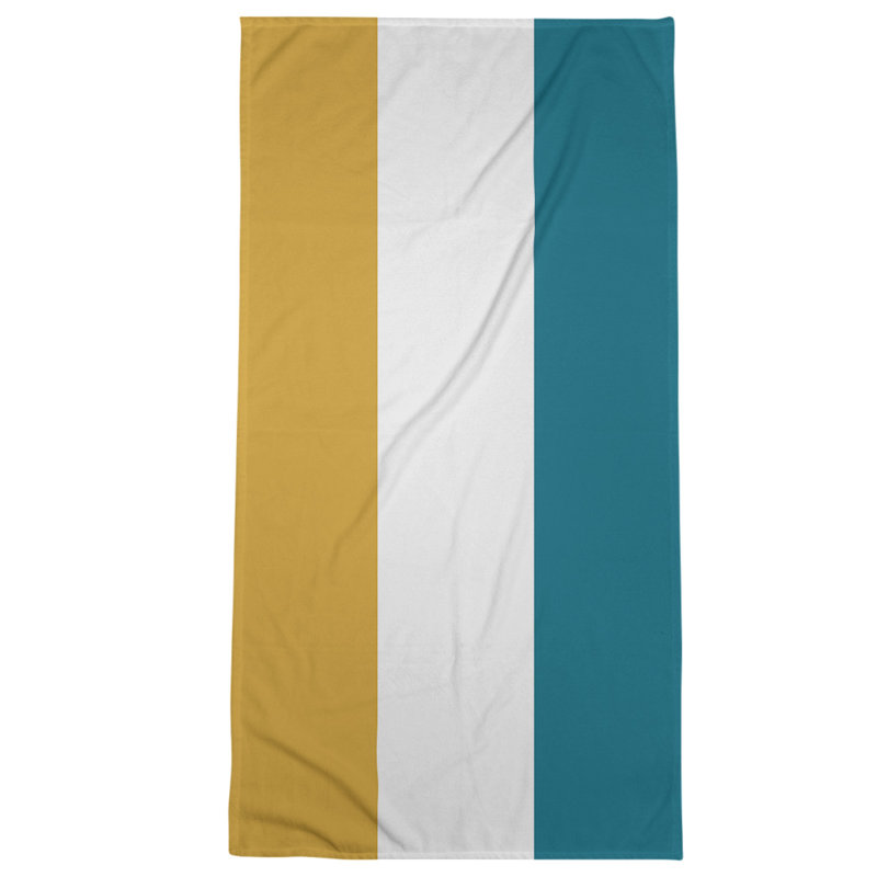 Cotton Blend Beach Towel, Dark Gold/Dark Blue