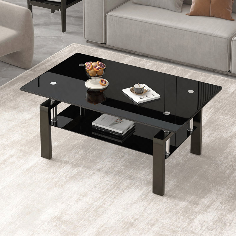 Table basse en verre trempé noir