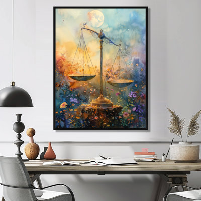 Astrologie équilibrée jaune et bleue, Balance I - Astronomie, art mural