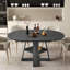Table de salle à manger extensible ronde à ovale pour 4 à 6 personnes, table de cuisine en bois avec rangement caché et chaises rembourrées, table de salle à manger compacte pour petits appartements-124587970