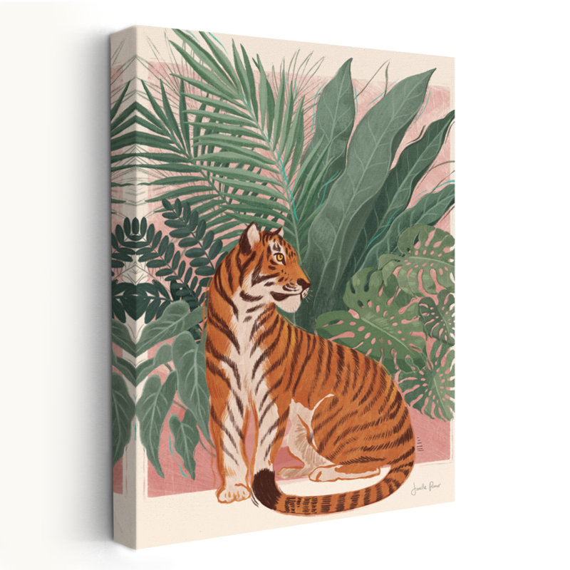 «Majestic Cats II No Woman - Banana Leaf Blue Brown Cat Art», H 24 po x l 16 po