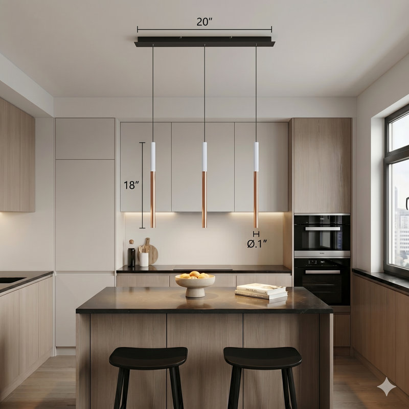 Baileyton 3 - Light Kitchen Island Pendant, White Top and Brushed Copper