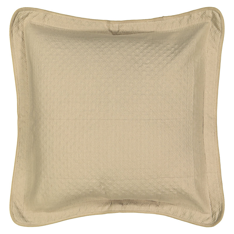 Historic Charleston King Charles European Cotton Matelasse Decorative Pillow Sham, 26 in x 26 in, Birch, Birch, Euro