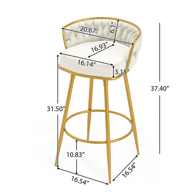 Isaias Swivel Counter Height Bar Stools Set of 2,31.5"Bar Height Stools, Beige
