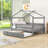 Wooden House Bed With Safety Guardrails And Twin Trundle-1324282056-1324282052