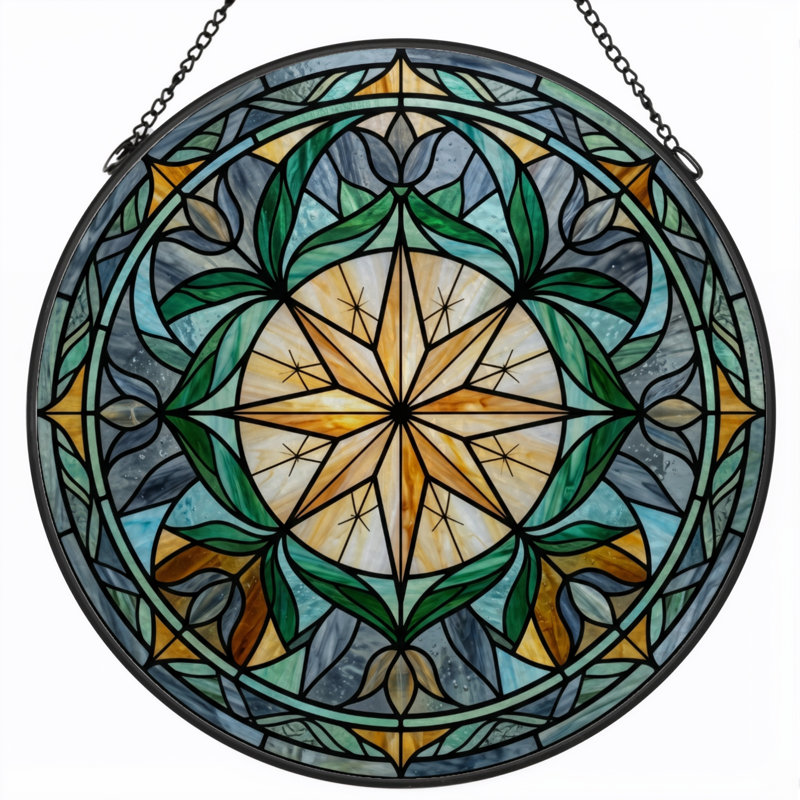 Panneau de vitrail en verre coloré, 7,8 heures, H 7,8 po