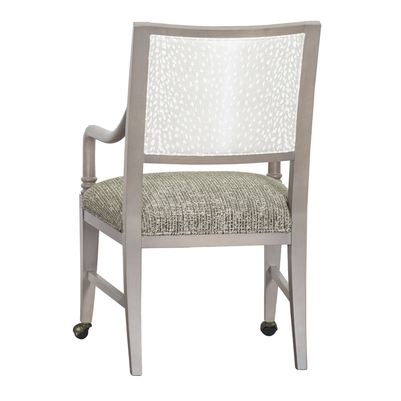 Big Sur Solid Wood Arm Chair with 2 Casters, Almond Buff, 3152 Putty