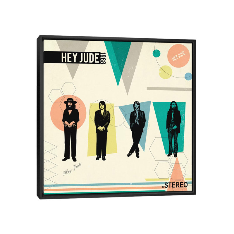 Reproduction d'art graphique sur toile «Hey Jude In Stéréo», H 37 po x l 37 po x P 1,5 po, Toile avec cadre noir