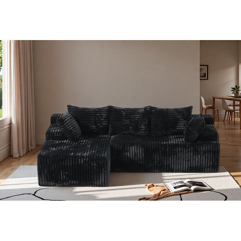 Canapé modulaire Cloud en deux boîtes, canapé modulaire compressé avec assise profonde, Polyester noir