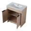 Meuble-lavabo autoportant de 30 pouces. Lavabo en céramique blanche et 2 portes. Moderne. Chêne uni. Contreplaqué. Tablette réglable. Poignées en métal pour un meuble-lavabo autoportant magnifique, en pouces. Céramique.-917222992-917222952