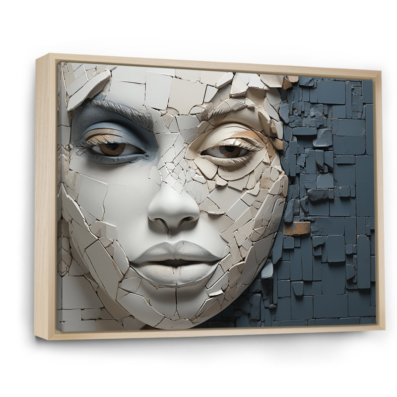 «Blue and beige», femme africaine, collage - art africain, décoration murale, H 30 po x l 40 po x P 1,5 po