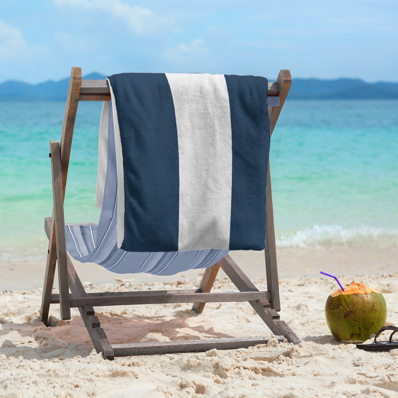 La Horns Cotton Blend Beach Towel, Blue/White
