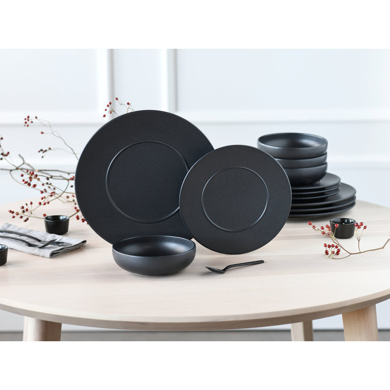 Unico black Stoneware Dinnerware Set Piece