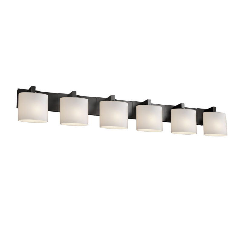 Éclairage pour meuble-lavabo 6 lumières Casson, Noir mat, Opale