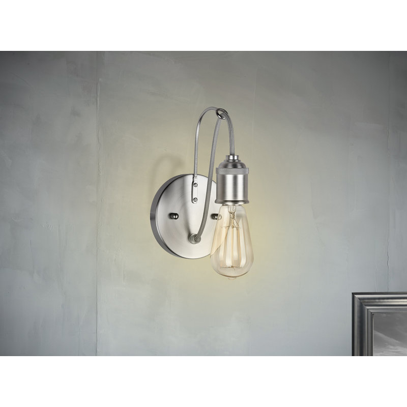 Applique murale à bras 1 lumière, Nickel brossé