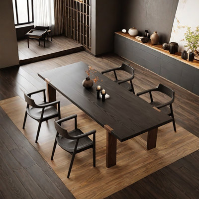 Ash wood dining table household solid wood