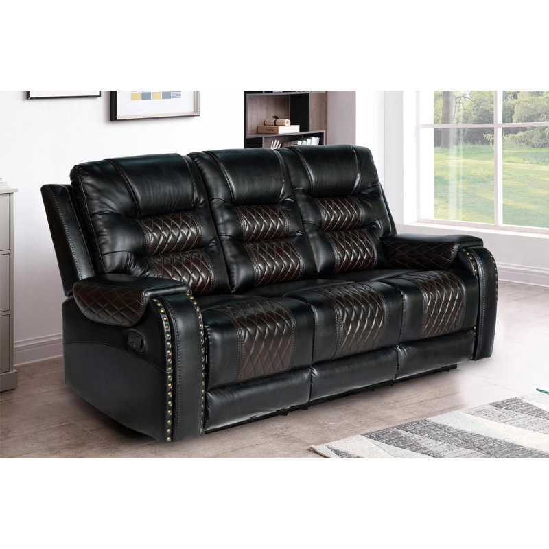 Canapé inclinable 84 po, Similicuir noir