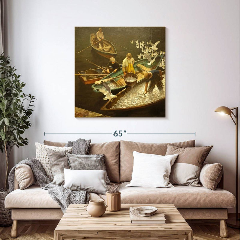 Senne Dark Harbor Fishermen, 39" H x 39" W