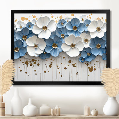 Ikramudeen Widlflowers Blue White Creamy Blossoms In The Wild I - Wildflowers Large Wall Art