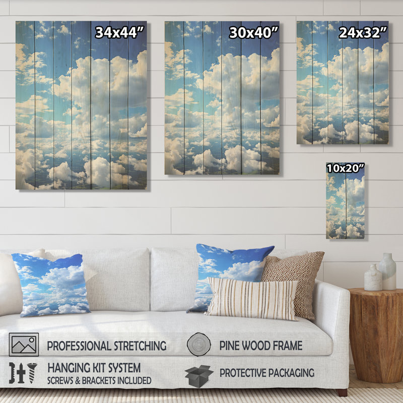 Calm Sky Embrace III - impression de ciel sur bois, H 32 po x l 24 po