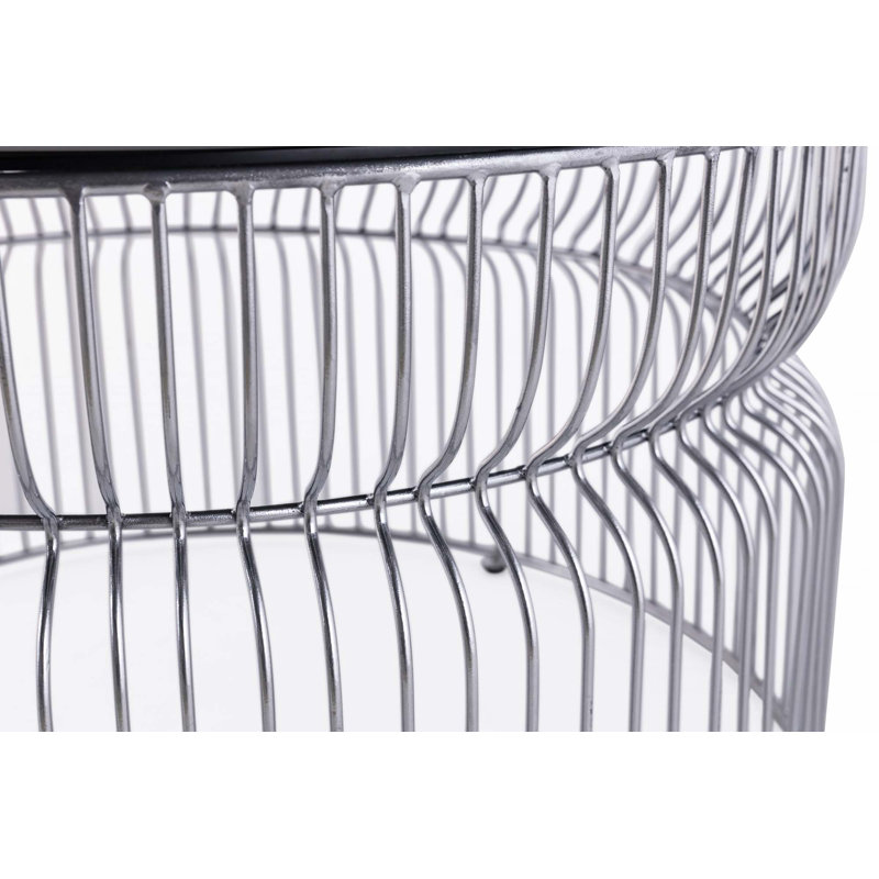 Table basse de 30 po avec base en métal et plateau en verre trempé teinté