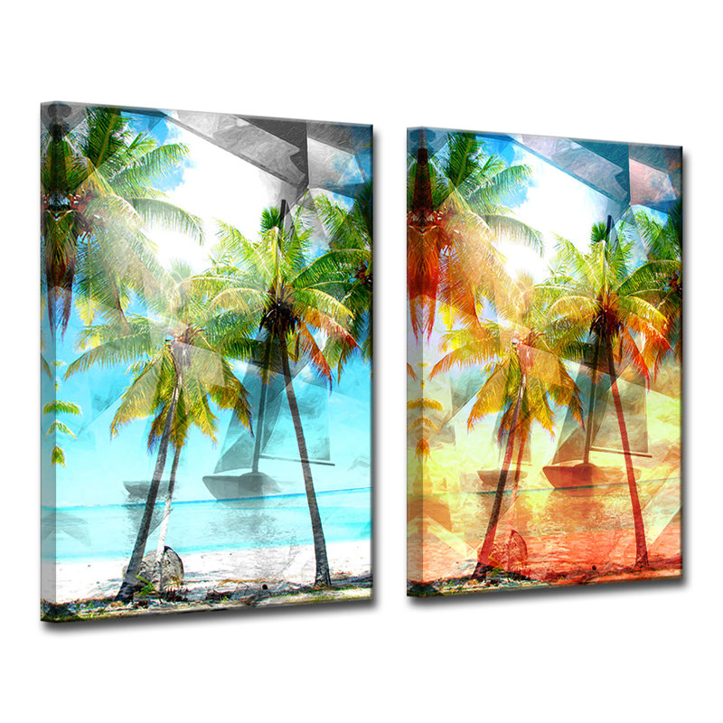 « modern paradise »-2 pièces, ensemble de 2 reproductions d’art sur toiles