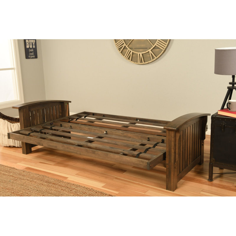Stratford Full 83" Wide Futon Frame and Mattress, No, Linen Charcoal