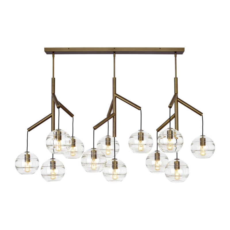 Sedona 12 - Light Chandelier, Aged Brass, Clear, Yes
