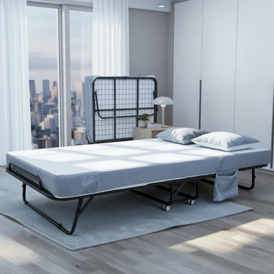Folding Bed with Mattress for Adults - Sturdy Metal Frame Supporting 450 Lbs, 5 Inch Memory Foam Mattress for Comfort, for Guest Bedroom or Office