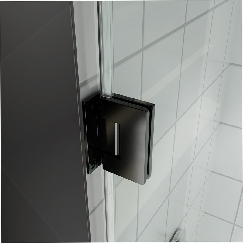 Porte de douche sans cadre l 28 po x H 72 po - verre trempé de 3/8 po (10 mm), balançoire simple articulée, installation réversible, finition noir mat