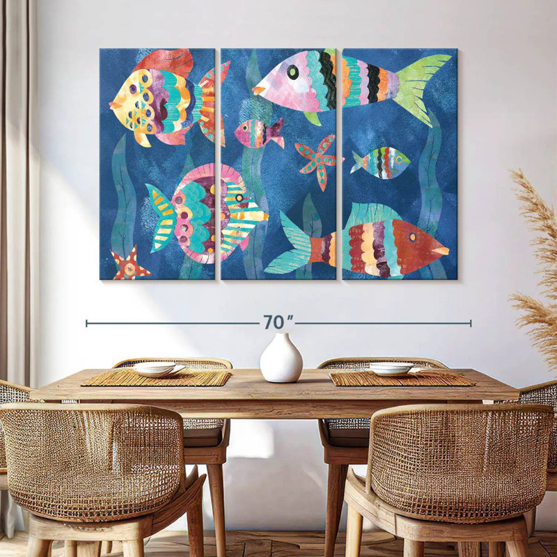 Ashelle Boho Reef Fish III, 42" H x 65" W