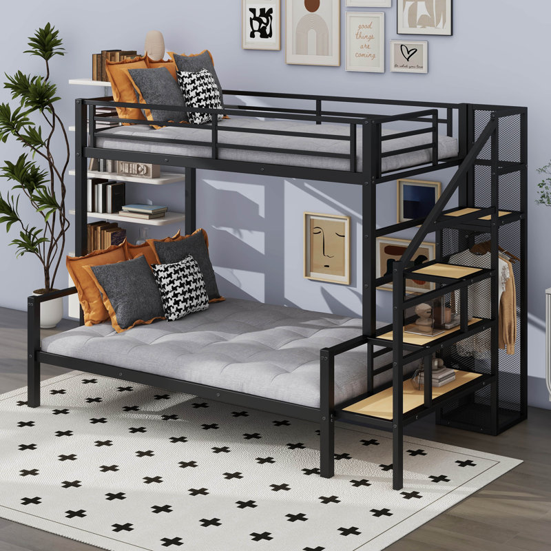 Simple au-dessus de la taille double avec escalier de rangement et garde-robe ouverte, Noir
