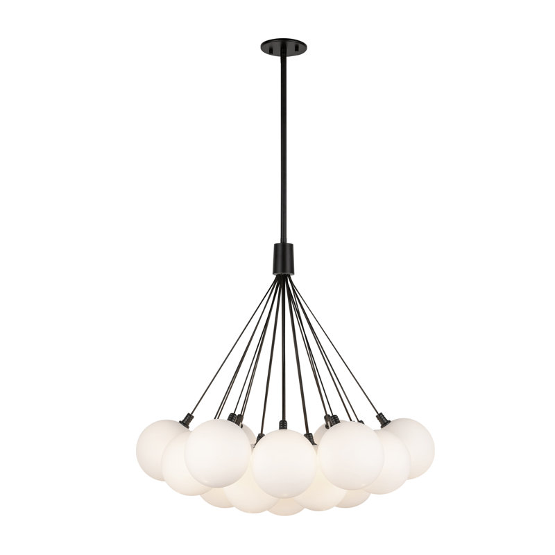 Bolla Steel LED Chandelier, Black, 19, 29" H x 28" W x 28" D