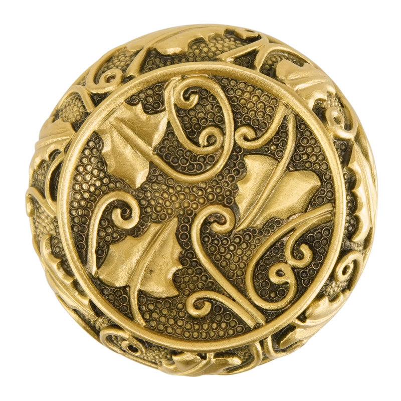 ROOKWOOD KNOB IN FLORENTINE PLATE, Gold