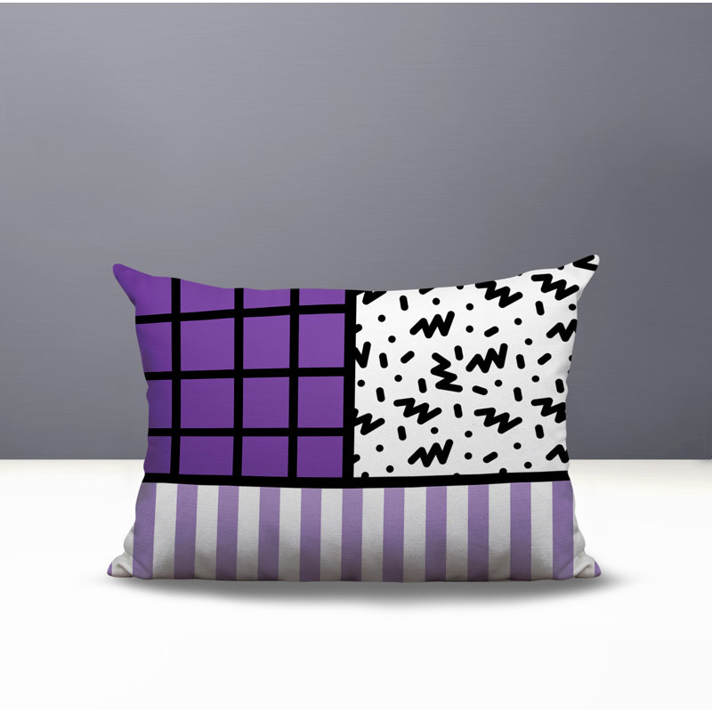 Oreiller rectangulaire réversible intérieur / extérieur Minka, Mauve, Rectangulaire H 14 po x l 20 po