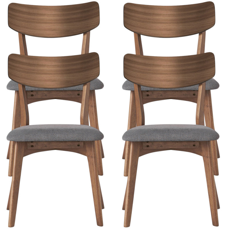 Putnam Upholstered Dining Chairs With Curved Back & Rubberwood Legs