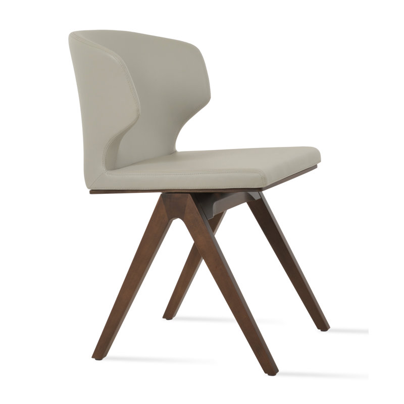 Chaise d'appoint rembourrée Amed Fino, Gris clair, Naturel