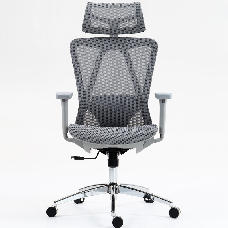 High Back Breathable Mesh Office Chair With Adjustable Lumbar, Height-Adjustable , 3D , Grey Art Furniture Option, Nylon Upholstery Equipment, Foam Fill