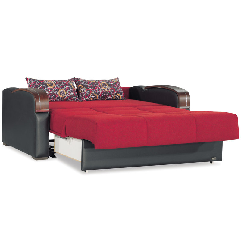 Causeuse convertible avec rangement Primenest, Rouge