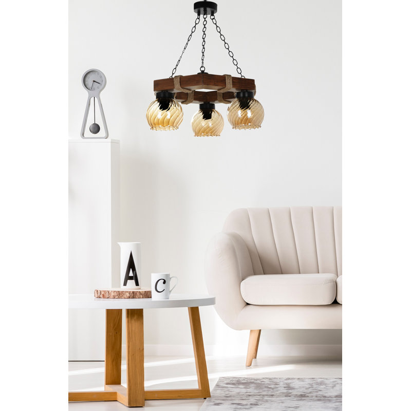 Lustre unique à 3 lumières Cade, Brun foncé
