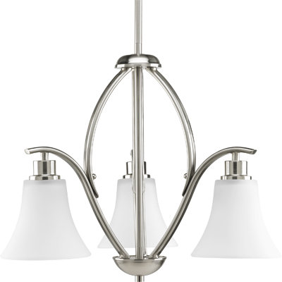 Lustre classique / traditionnel à 3 lumières Jilliann, Nickel brossé