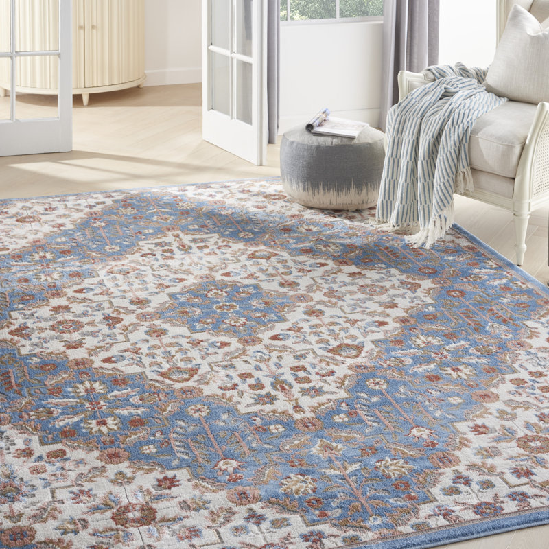 Tapis ivoire traditionnel Rheba, Rectangle 7 pi 10 po x 9 pi 10 po