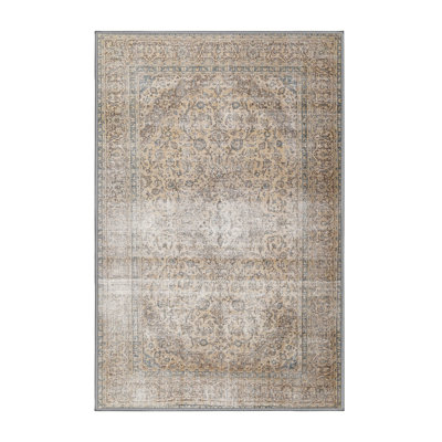 Tapis décoratif en laine brun clair oriental